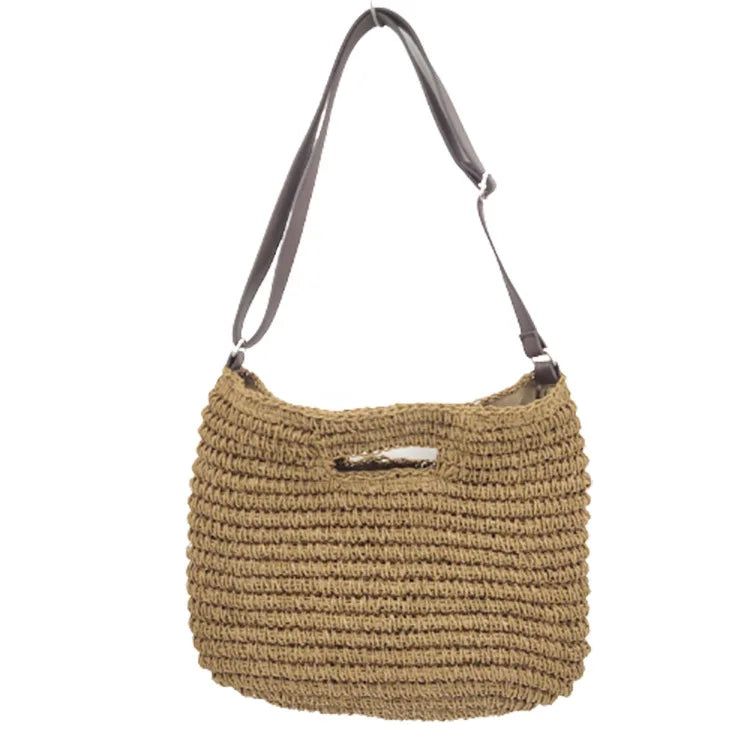 Straw-woven Bag Long Handle Handbags Hand-woven Flap