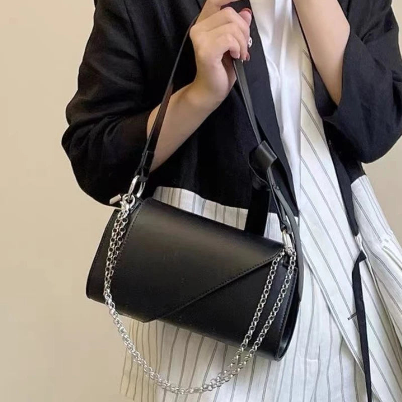 Women's Chain Underarm Bag PU Leather Ladies Shoulder Messenger Bags