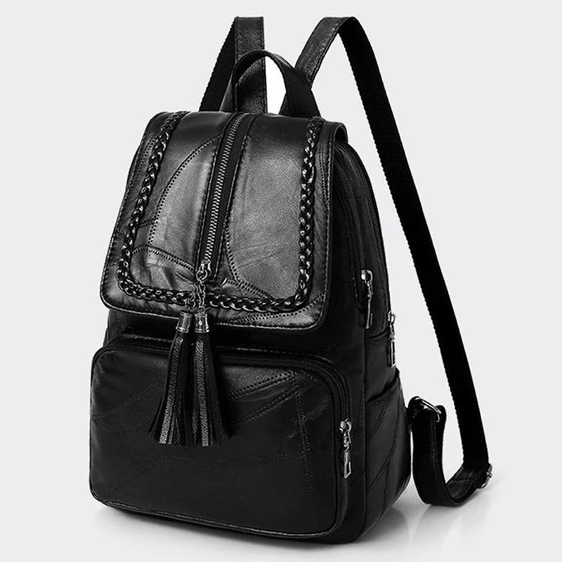 European American Fringed Solid Backpack Women Travel Birthday Gift