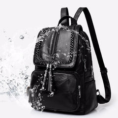 European American Fringed Solid Backpack Women Travel Birthday Gift