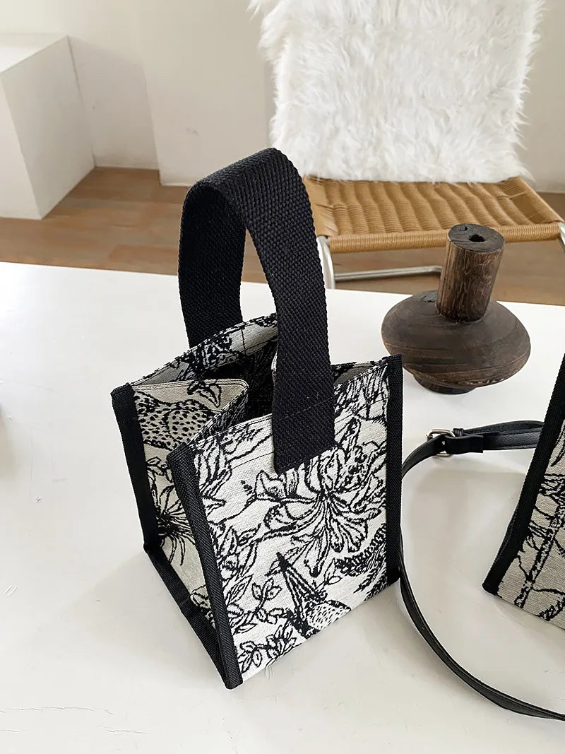 Vintage Striped Tote Bag For Ladies Graffiti Capacity Handbag