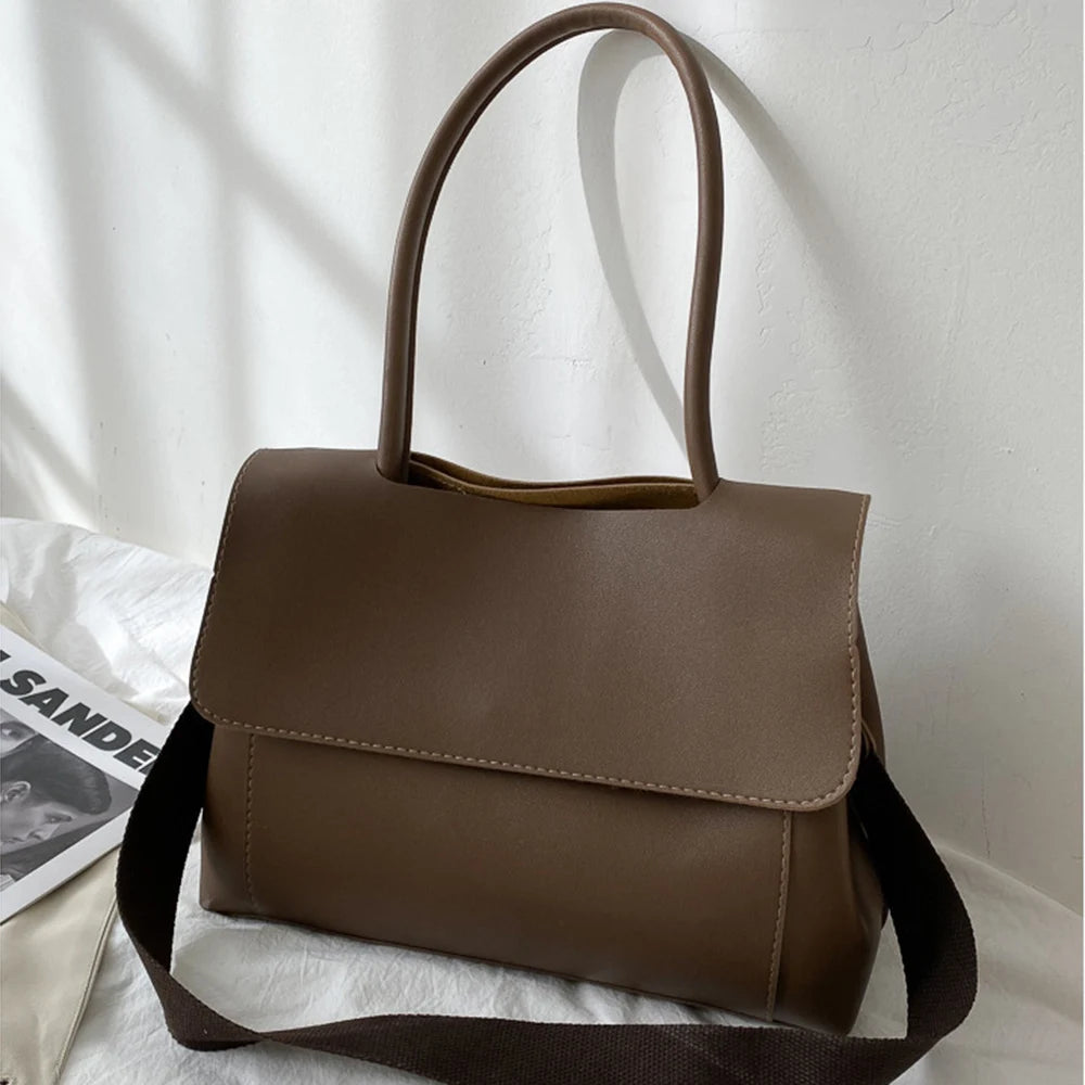 Women's Large Capacity Shoulder Bag Underarm Briefcase Crossbody Solid Bag