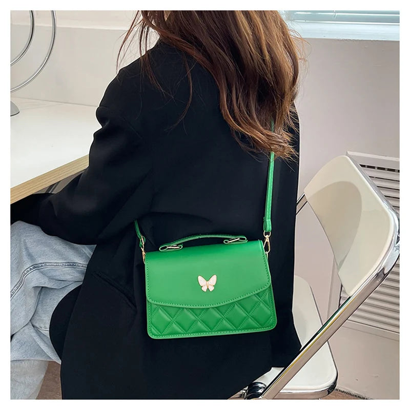 PU Leather Flap Shoulder Bag Small Messenger Handbag Crossbody Plaid Purse