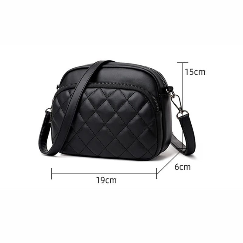 Plaid Shoulder Bag Women PU Leather Crossbody Messenger Phone Purse Handbag