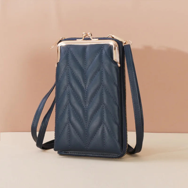 Women's Solid PU Leather Shoulder Bag Crossbody Phone Purse