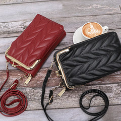 Women's Solid PU Leather Shoulder Bag Crossbody Phone Purse