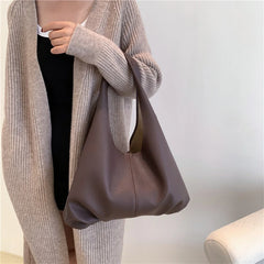 Women's Leather Shoulder Tote Bag - Large Capacity Shopper Handbag