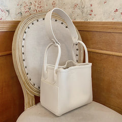 Women's Crossbody Bucket Shape Bag PU Leather Solid Messenger Handbag