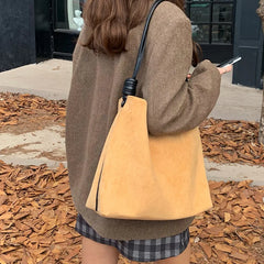 Vintage Women Bucket Shoulder Bag High Capacity Crossbody Bags Casual Purse
