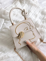 Women Shoulder Bags Texture Embroidery Small Bag PU Leather Chains Handbag