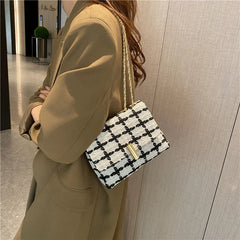Small Plaid Handbag Flap Shoulder Bag Women Armpit Purse Clutch