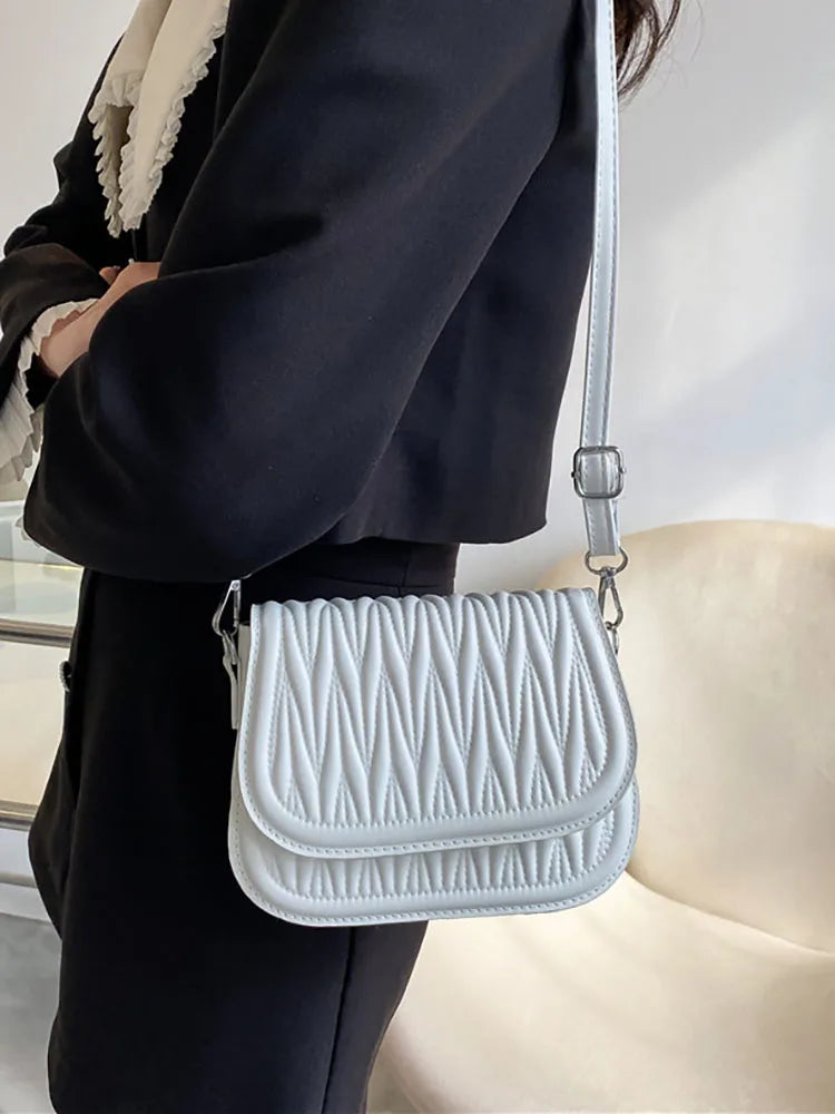 Solid Flap Women's Crossbody Bag PU Leather Handbag