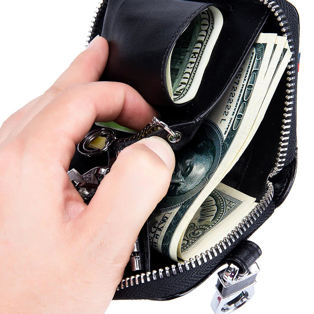 Leather Men Women Purses Wallets Changes Pouch Coins Purses