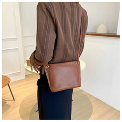 Small Leather Crossbody Bag for Women Solid Bucket Messenger Purse