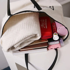 Canvas Shoulder Bag Student Tote Handbag Letter Printing
