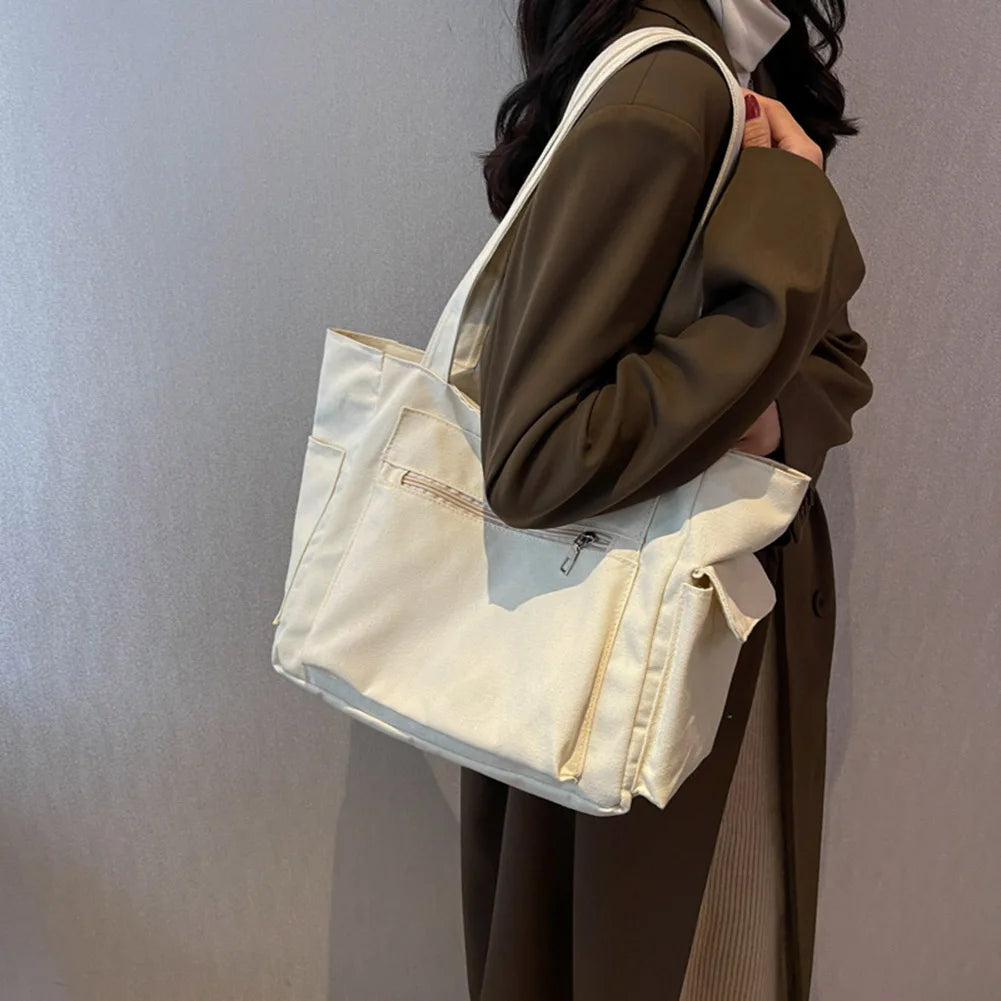 Canvas Shoulder Bags Women's Casual Satchel Solid Hobo for Travel Work Daily