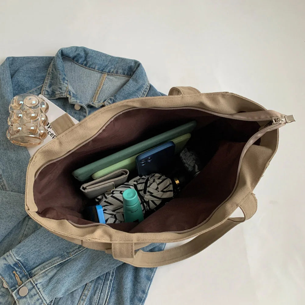 Canvas Shoulder Bags Women's Casual Satchel Solid Hobo for Travel Work Daily