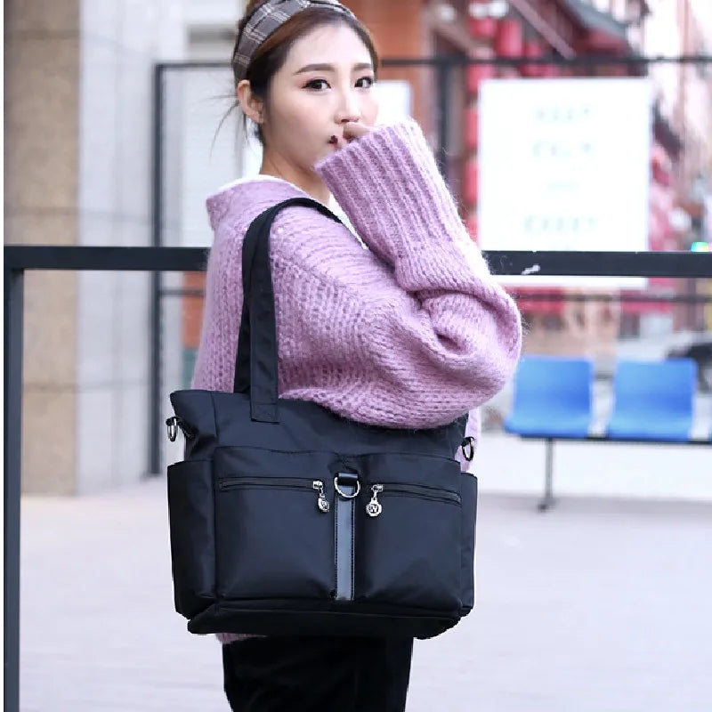 Large Capacity Waterproof Nylon Shoulder Bag for Women