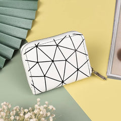 Leather Diamond Short Wallet with Wrist Strap