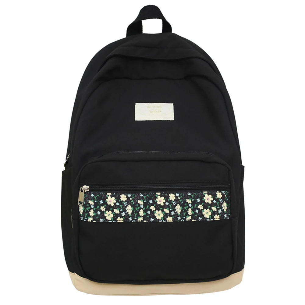 Floral Prints Laptop Bookbag Zipper Shoulder Rucksack for Teens