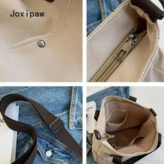 Large Capacity Canvas Shoulder Bag for Women Vintage Casual Crossbody
