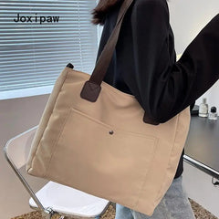 Large Capacity Canvas Shoulder Bag for Women Vintage Casual Crossbody