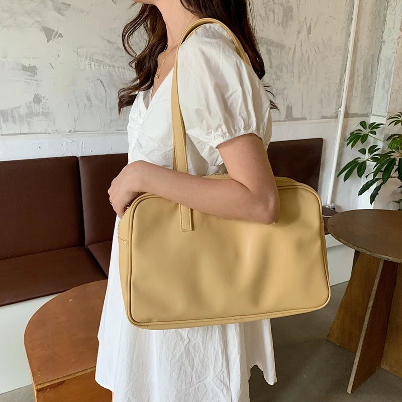 Large Capacity Soft PU Leather Women's Casual Travel Tote