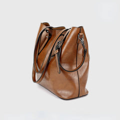 Large-capacity Oil Wax Leather Shoulder Handbag