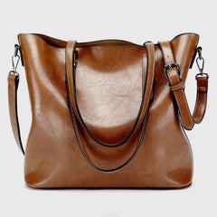 Large-capacity Oil Wax Leather Shoulder Handbag