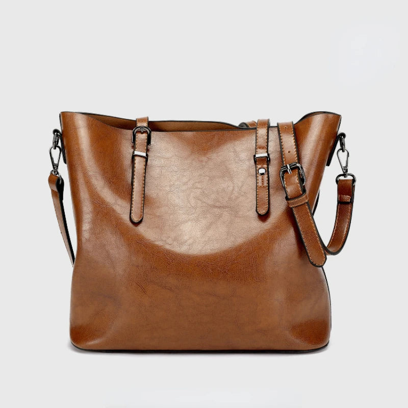 Large-capacity Oil Wax Leather Shoulder Handbag