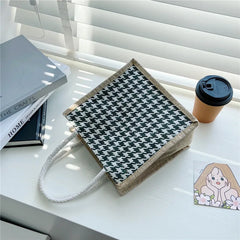 Houndstooth Clutch Bag Lunch Box Handbag