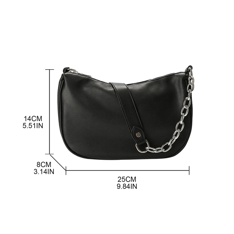 Leather Underarm Bag Messenger Bag with Zipper Shoulder Bag Handbag