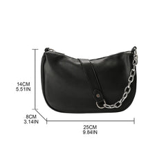 Leather Underarm Bag Messenger Bag with Zipper Shoulder Bag Handbag