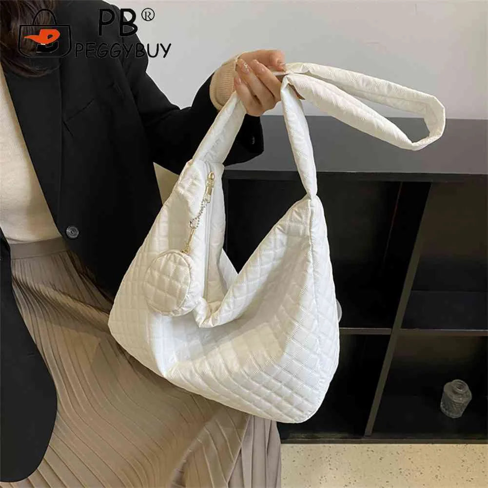 Nylon Quilted Messenger Bag for Women with Small Purse