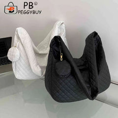 Nylon Quilted Messenger Bag for Women with Small Purse