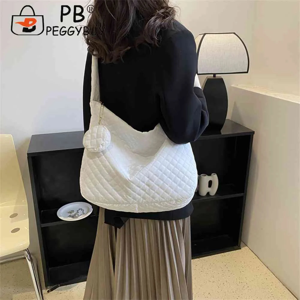 Nylon Quilted Messenger Bag for Women with Small Purse