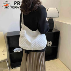 Nylon Quilted Messenger Bag for Women with Small Purse
