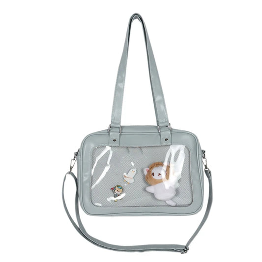 PU Messenger Bag Transparent Shoulder Bag with Zipper Crossbody