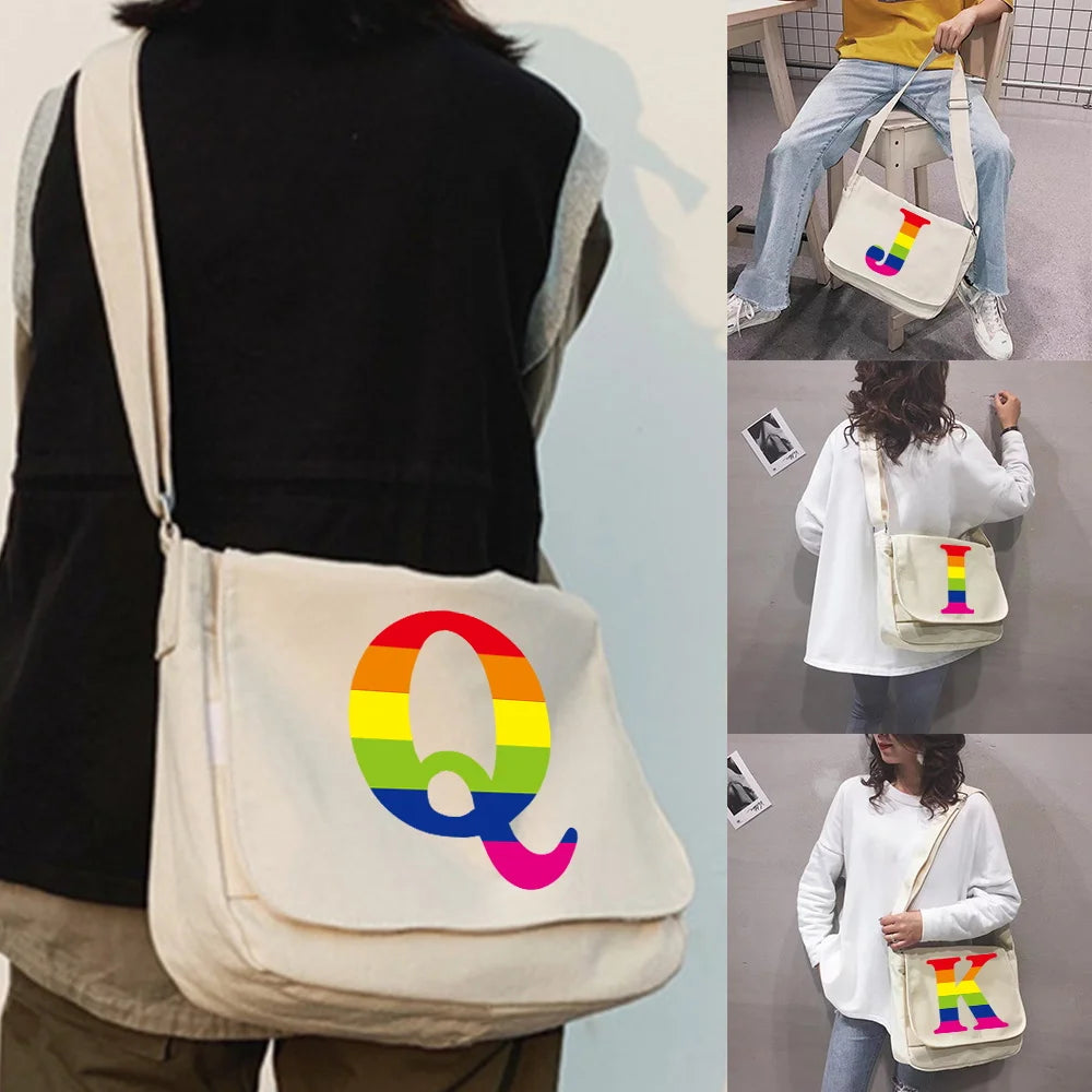 Rainbow Printed Envelope Bag Sweet Cartoon Student Girl Tote Shoulder Bags
