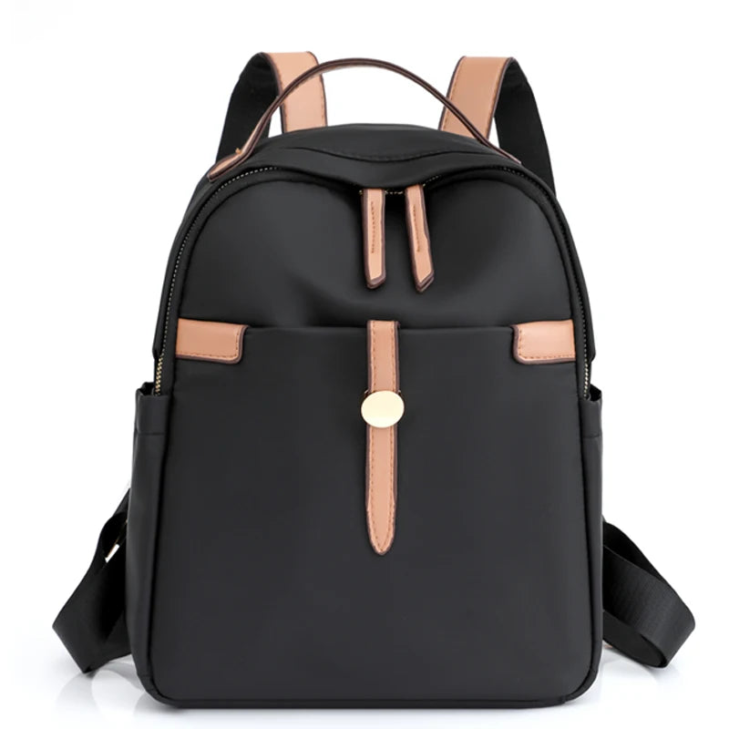 Waterproof Nylon Women's Backpack Solid Bagpack Large Capacity Rucksack