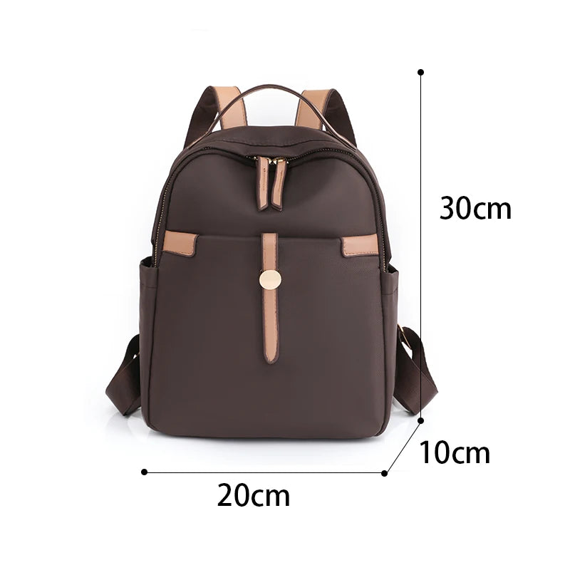 Waterproof Nylon Women's Backpack Solid Bagpack Large Capacity Rucksack