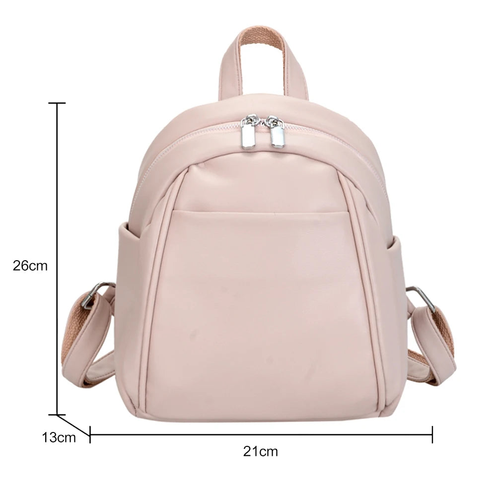Mini PU Leather Backpack Solid Color Soft Women's Bag