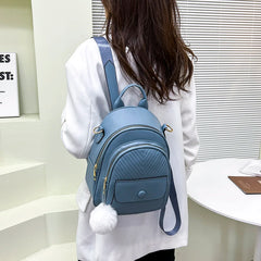 Pink Girl Backpack Solid Single Shoulder Bag High Leather Student School Bags