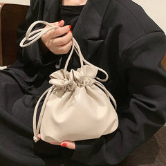 Pleated PU Leather Crossbody Bag Small Purse Handbag for Women