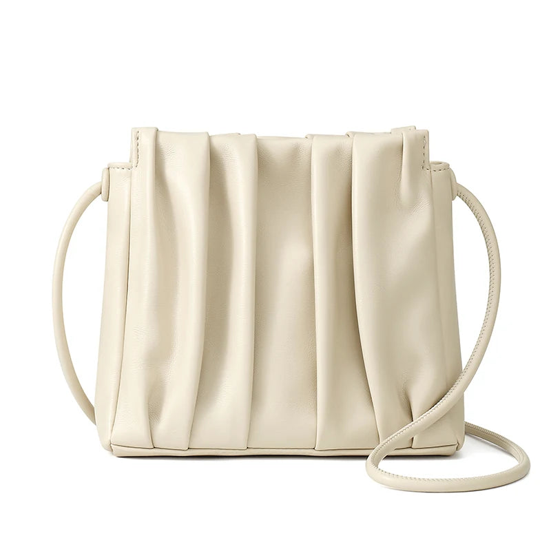 Pleated Shoulder Bag PU Leather Underarm Bag