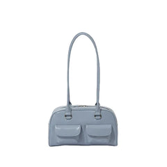 Pu Women's Shoulder Bag Bright Face Solid Basics Zipper Underarm Bag
