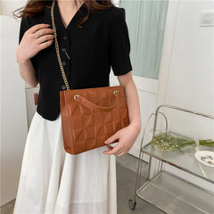 Women's Shoulder Bag with Chain Strap and Underarm Design