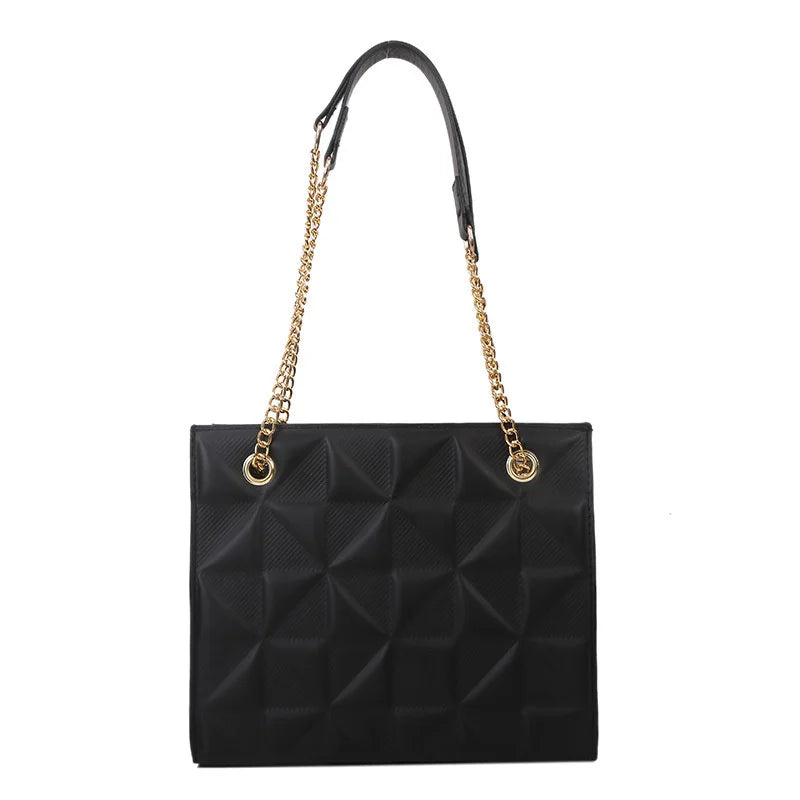 Women's Shoulder Bag with Chain Strap and Underarm Design