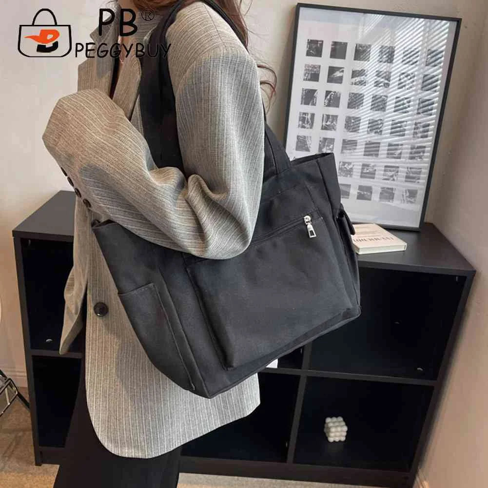 Canvas Fabric Ladies Handbags Solid Zipper for Travel Work Daily Life