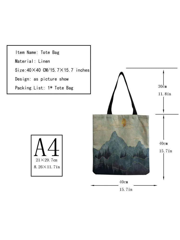 Japanese Style Ink Painting Tote Bag